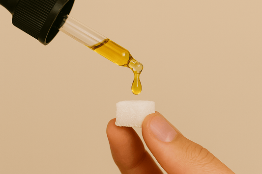 Huile CBD sur un sucre