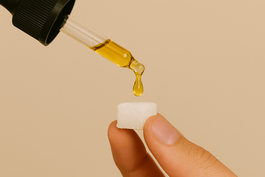 Huile CBD sur un sucre