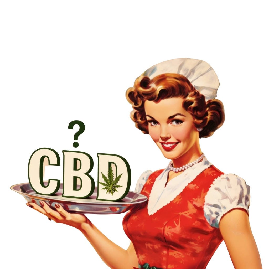 Eine Frau, die einen flachen Teller mit CBD in der Hand hält. Bild